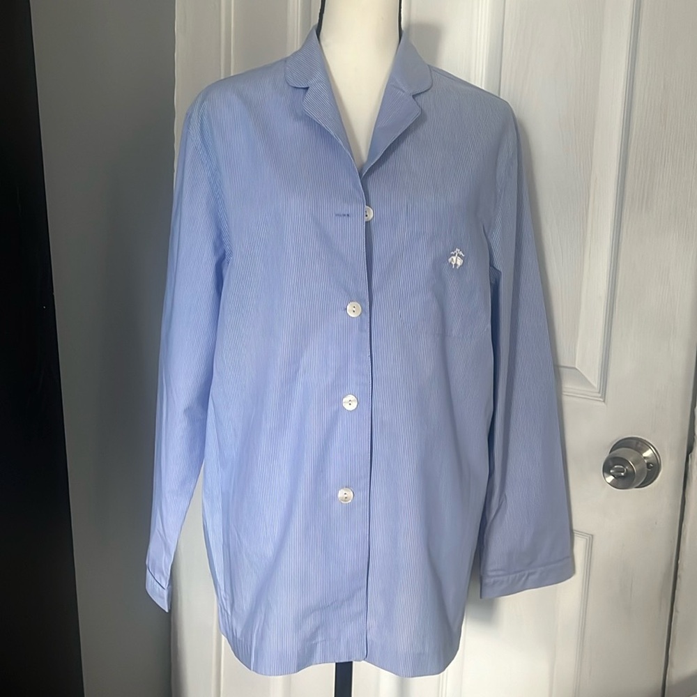 Brooks Brothers Light Blue Striped Cotton Pajama Shirt